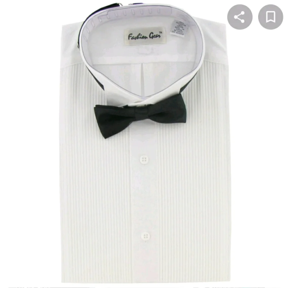 Men's Tuxedo shirt bow tie wedding XS S M - Picture 1 of 3